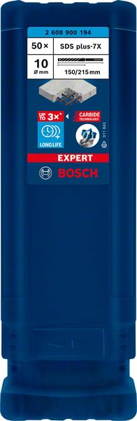 Bosch EXPERT SDS plus-7X ‑poravasaranterä, 10 x 150 x 215 mm, 50 kpl