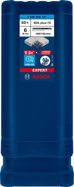 Bosch EXPERT SDS plus-7X ‑poravasaranterä, 6 x 100 x 165 mm, 50 kpl