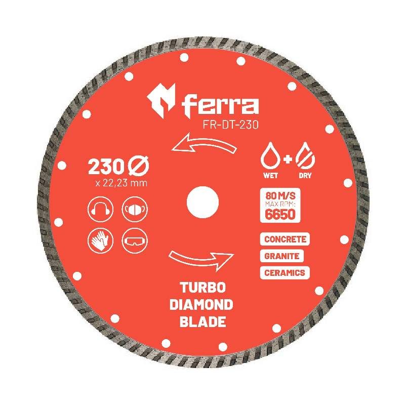 Ferra Turbo -timanttikatkaisulaikka kuiva- ja märkäleikkaukseen 230 mm
