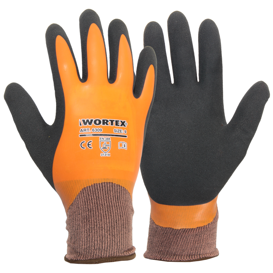 WORTEX lateksipinnoitetut sormikkaat, oranssi