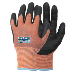 WORTEX WG485 nitriilipinnoitetut työkäsineet musta/oranssi