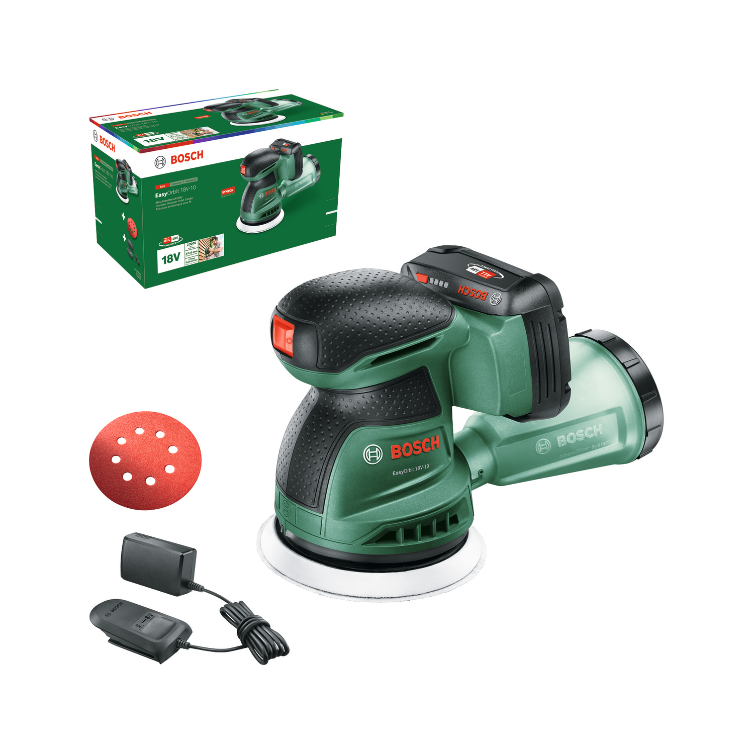 Epäkeskohiomakone Bosch Green EasyOrbit 18V-10, 1x2Ah