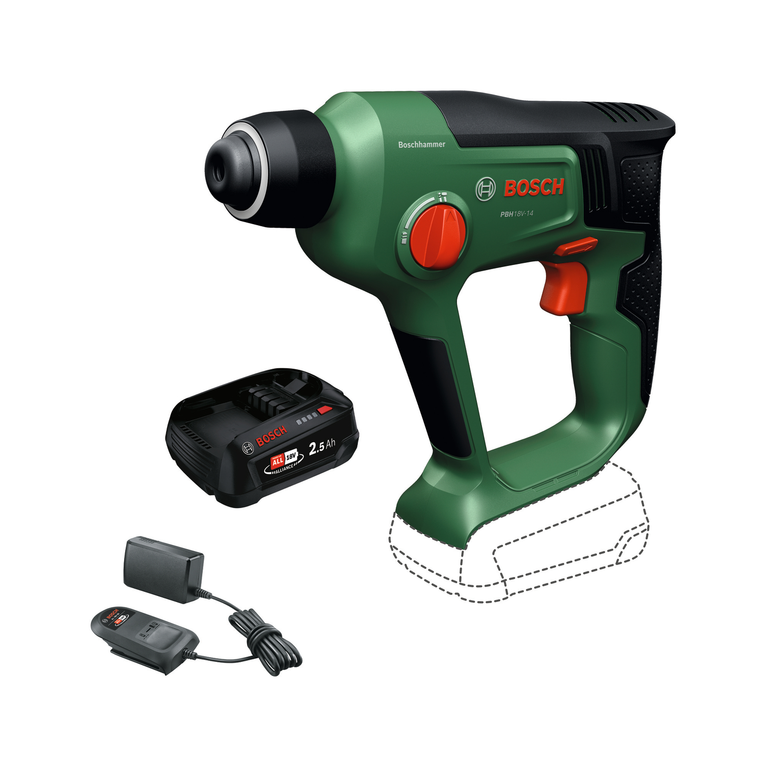 Akkuporavasara Bosch Green PBH 18V-14, 1x2,5Ah