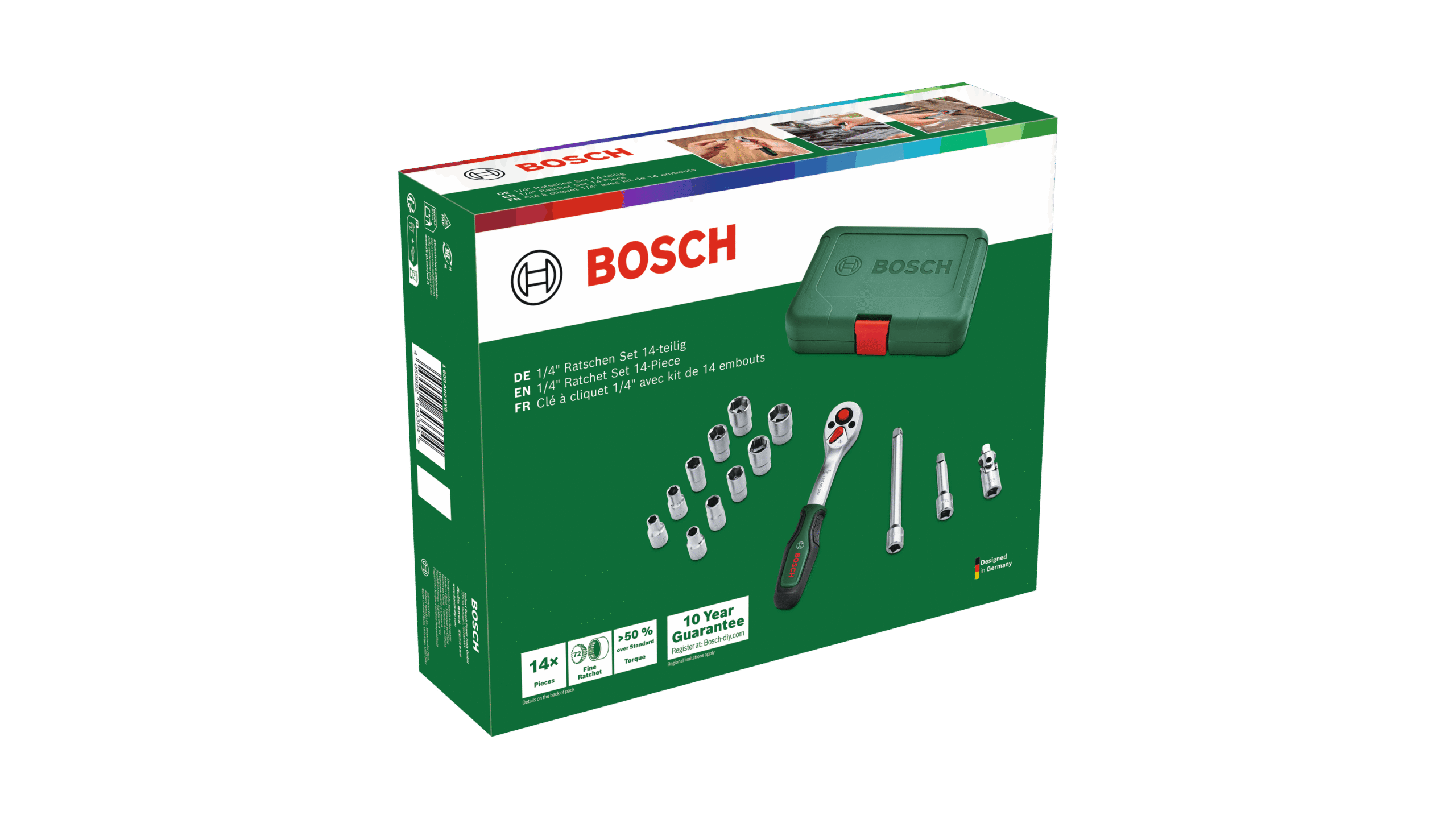 Hylsyavainsarja Bosch Green 1/4", 14-osainen - Image 2