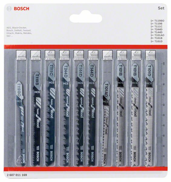 Bosch Expert 10-osainen pistosahanteräsarja Wood, T-kiinnitys