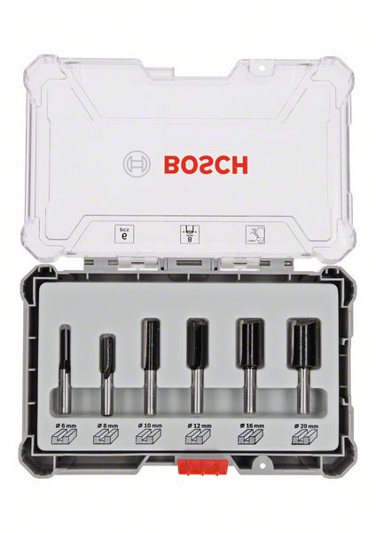 Bosch PRO Jyrsinteräsarja, suora, varsi 8 mm, 6 osaa