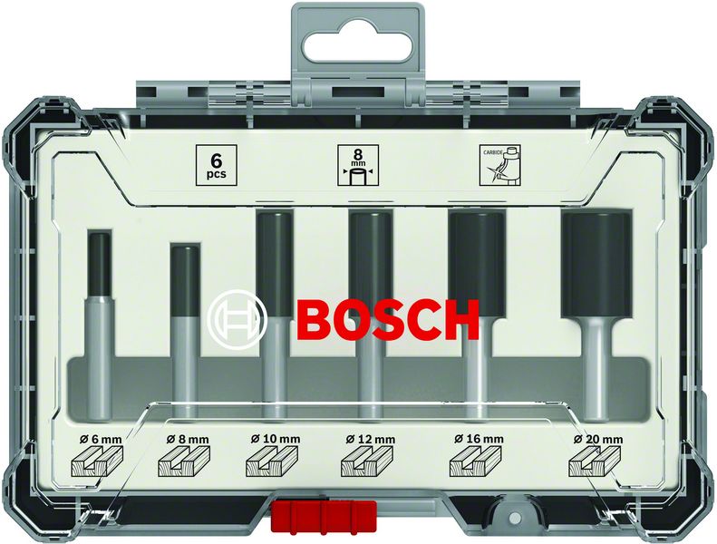 Bosch PRO Jyrsinteräsarja, suora, varsi 1/4″, 6 osaa