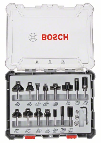 Bosch PRO Jyrsinterien valikoimasarja, varsi 6 mm, 15 osaa