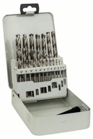 Bosch 19-osainen metalliporanteräsarja metallikotelossa, HSS-G, DIN 338, 135°, 1–10 mm