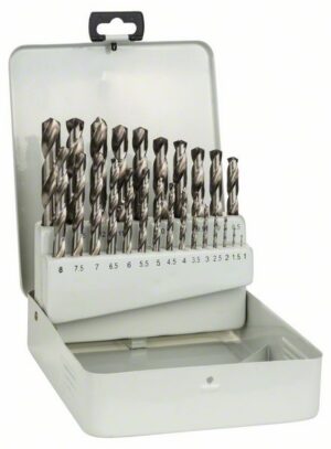 Bosch 25-osainen metalliporanteräsarja metallikotelossa, HSS-G, DIN 338, 135°, 1–13 mm