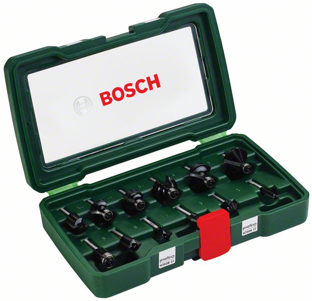 Jyrsinterasarja Bosch, 1/4" varsi, 12 kpl