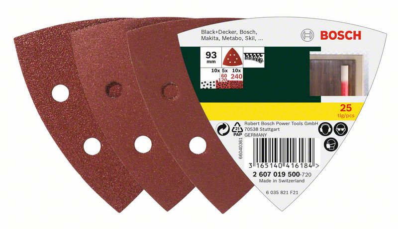 Delta-hiomapaperit Bosch - 240, 25 kpl, karkeus K 60