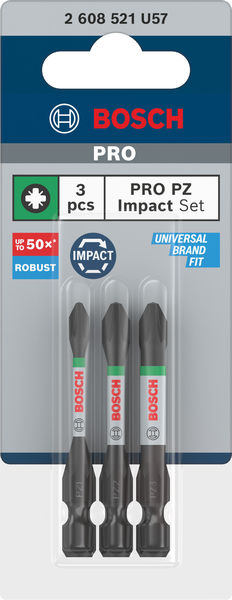 Bosch PRO PZ Impact -kärjet, PZ1, PZ2, PZ3, 55 mm, 3 kpl