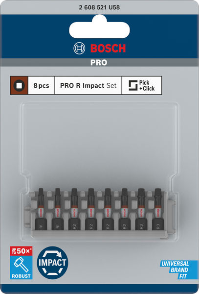 Bosch PRO R Impact -kärjet, R1 (x2), R2 (x4), R3 (x2), 55 mm, 8 kpl