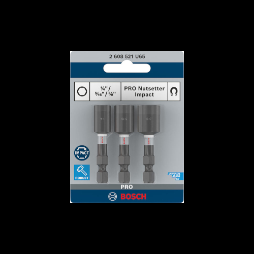 Bosch PRO Nutsetter Impact, 1/4" x 50 mm, 5/16" x 50 mm, 3/8" x 50 mm, 3 kpl