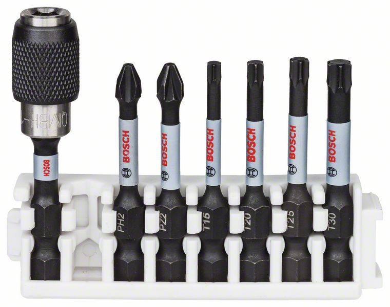 Bosch PRO Impact Set -sarja sisältää Quick Change -teränpitimen ja Pick and Click -säilytysalustan, PH2, PZ2, T15, T20, T25, T30, QC BH, 50 mm, 8 kpl