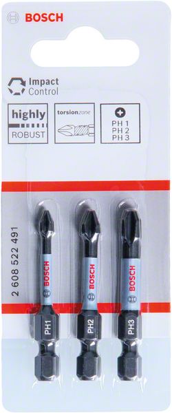 Bosch PRO PH Impact -kärki, PH1 x 55, PH2 x 55, PH3 x 55 mm, 3 kpl