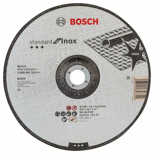 Bosch Sidosrakenteinen PRO Stainless Steel and Metal -katkaisulaikka, 230 x 1,9 x 22,23 mm, syvennetty keskus