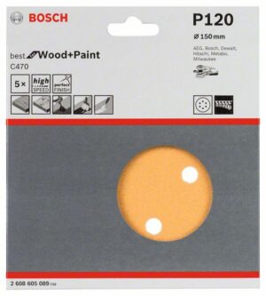 Hiomapaperi Bosch puulle ø150 mm, 5 kpl, karkeus K120