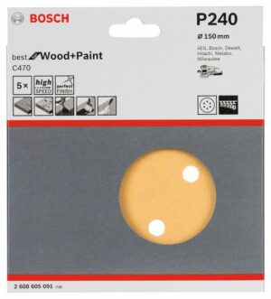 Hiomapaperi Bosch puulle ø150 mm, 5 kpl, karkeus K240