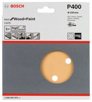 Hiomapaperi Bosch puulle ø150 mm, 5 kpl, karkeus K400