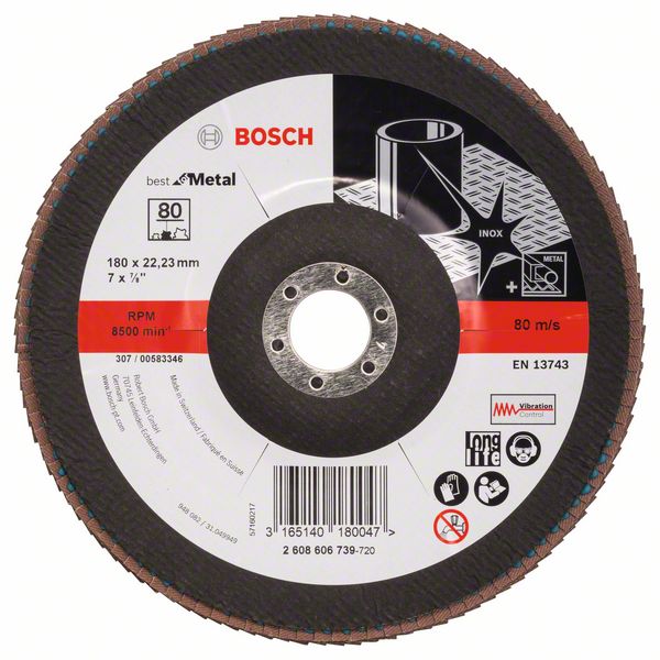 Bosch PRO X571 -Läppälevy, suora, 180 mm, G80