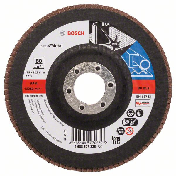 Bosch PRO X571 -Läppälevy, suora, 125 mm, G80