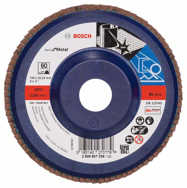 Bosch PRO X571 -Läppälevy, suora, 125 mm, G60