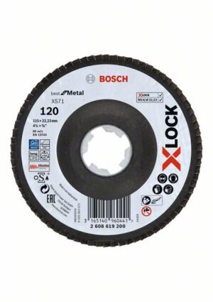Bosch PRO X571 -Läppälevy, kulmikas, 115 mm, G120, X-Lock