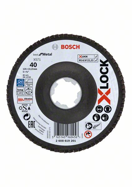 Bosch PRO X571 tasoliuskalaikka, kulma, 125 mm, G40, kuitutausta, X-lock