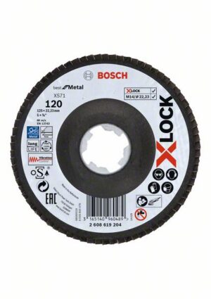 Bosch PRO X571 -Läppälevy, kulmikas, 125 mm, G120, X-Lock