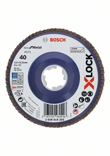 Bosch PRO X571 -Läppälevy, suora, 115 mm, G40, X-Lock