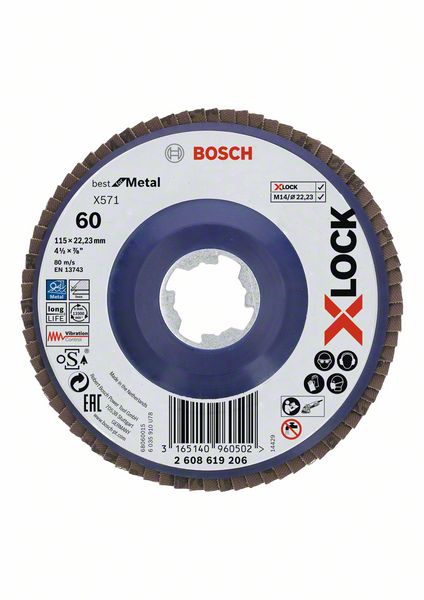 Bosch PRO X571 -Läppälevy, suora, 115 mm, G60, X-Lock