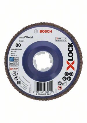Bosch PRO X571 -Läppälevy, suora, 115 mm, G80, X-Lock