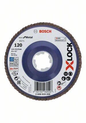 Bosch PRO X571 -Läppälevy, suora, 115 mm, G120, X-Lock