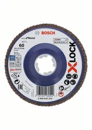 Bosch PRO X571 -Läppälevy, suora, 125 mm, G60, X-Lock