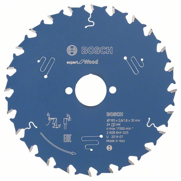 Bosch EXPERT Wood -pyörösahanterä, 165 x 2,6/1,6 x 30 mm, T24