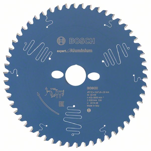 Bosch EXPERT Aluminium -pyörösahanterä, 210 x 2,6/1,8 x 30 mm, T54