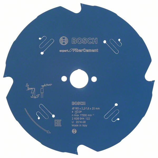 Bosch EXPERT Fibre Cement -pyörösahanterä, 165 x 2,2/1,6 x 20 mm, T4