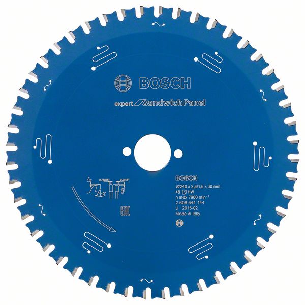 Bosch EXPERT Sandwich Panel -pyörösahanterä, 240 x 2,6/1,6 x 30 mm, T48