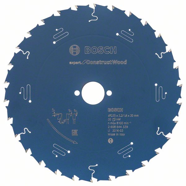 Bosch EXPERT Construct Wood -pyörösahanterä, 235 x 2,2/1,6 x 30 mm, T30