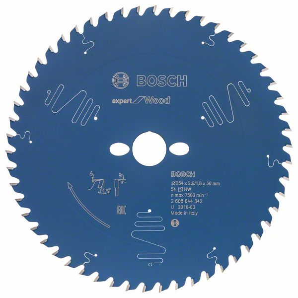 Bosch EXPERT Wood -pyörösahanterä, 254 x 2,6/1,8 x 30 mm, T54