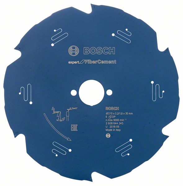 Bosch EXPERT Fibre Cement -pyörösahanterä, 210 x 2,2/1,6 x 30 mm, T6