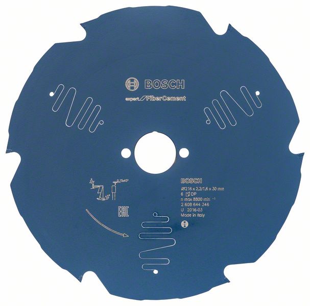 Bosch EXPERT Fibre Cement -pyörösahanterä, 216 x 2,2/1,6 x 30 mm, T6