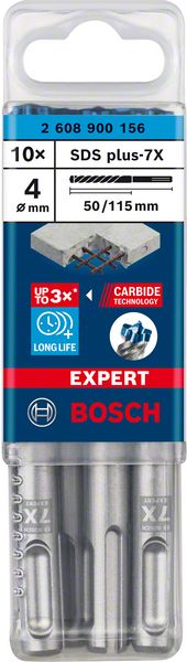 Bosch EXPERT SDS plus-7X ‑poravasaranterä, 4 x 50 x 115 mm, 10 kpl