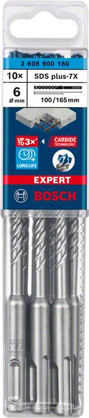 Bosch EXPERT SDS plus-7X ‑poravasaranterä, 6 x 100 x 165 mm, 10 kpl