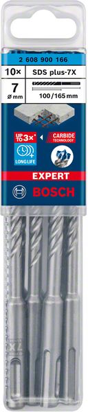 Bosch EXPERT SDS plus-7X ‑poravasaranterä, 7 x 100 x 165 mm, 10 kpl