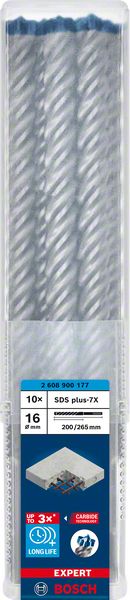Bosch EXPERT SDS plus-7X ‑poravasaranterä, 16 x 200 x 265 mm, 10 kpl