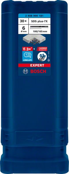 Bosch EXPERT SDS plus-7X ‑poravasaranterä, 6 x 100 x 165 mm, 30 kpl