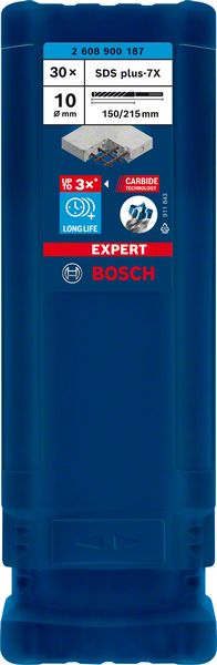 Bosch EXPERT SDS plus-7X ‑poravasaranterä, 10 x 150 x 215 mm, 30 kpl